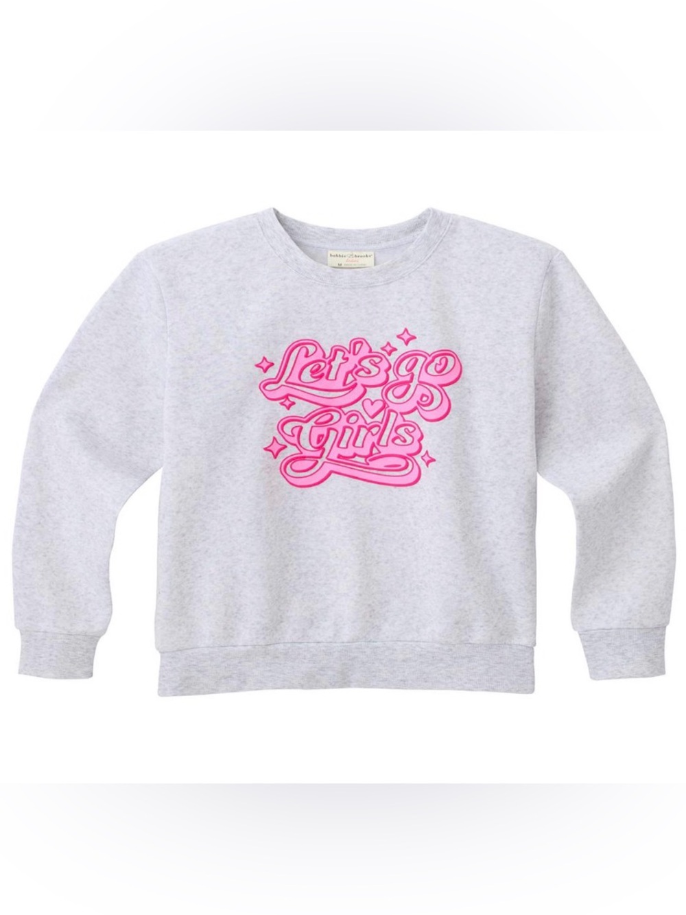 NWOT Bobbie Brooks Grey Gray Sweatshirt with Pink "Let's Go Girls" Graphic XL